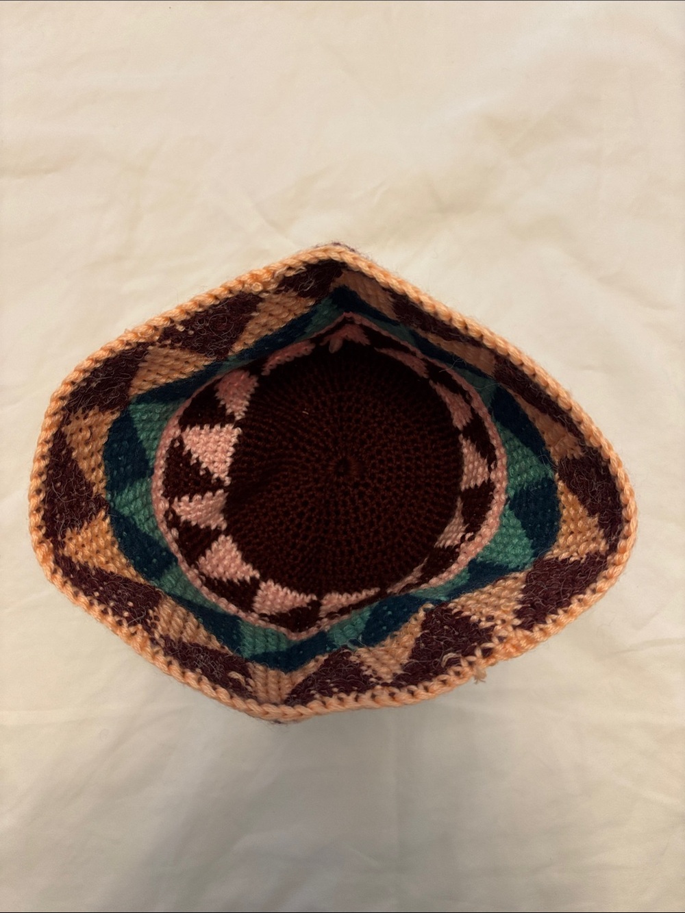 Crocheted Triangle Pattern Bucket Hat - Multi-Color - Picture 4 of 4